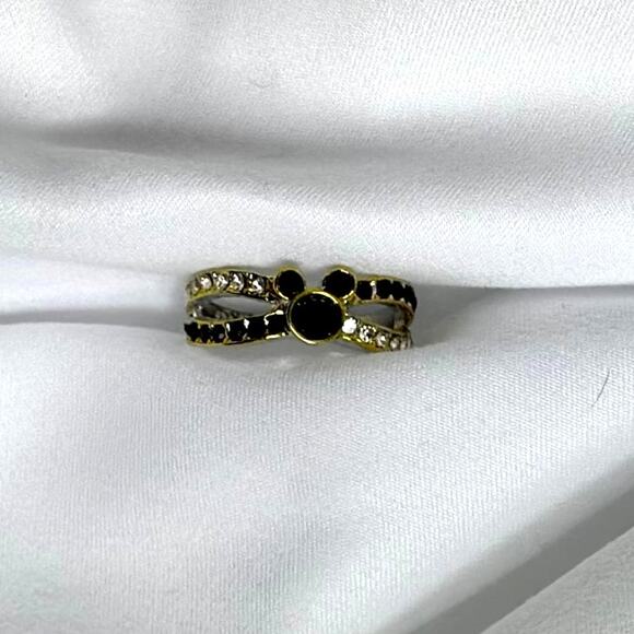 Mouse Shaped Black Onyx Syn Cubic ZIrconia RIbbons of Crystals Size 7 - Picture 13 of 14